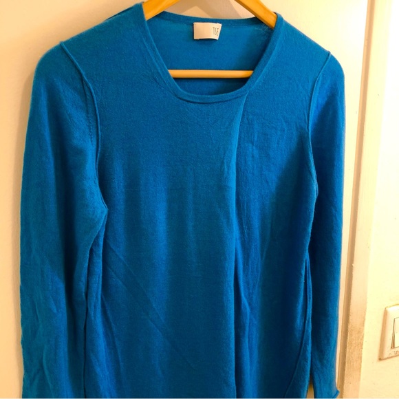 TSE Square Neck Wrap Cashmere Sweater Reverse Stitched Blue Size Large. - Picture 11 of 16